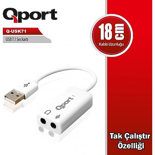 Qport Q-Usk71 Usb To Soundcard 7.1 Usb Ses Karti