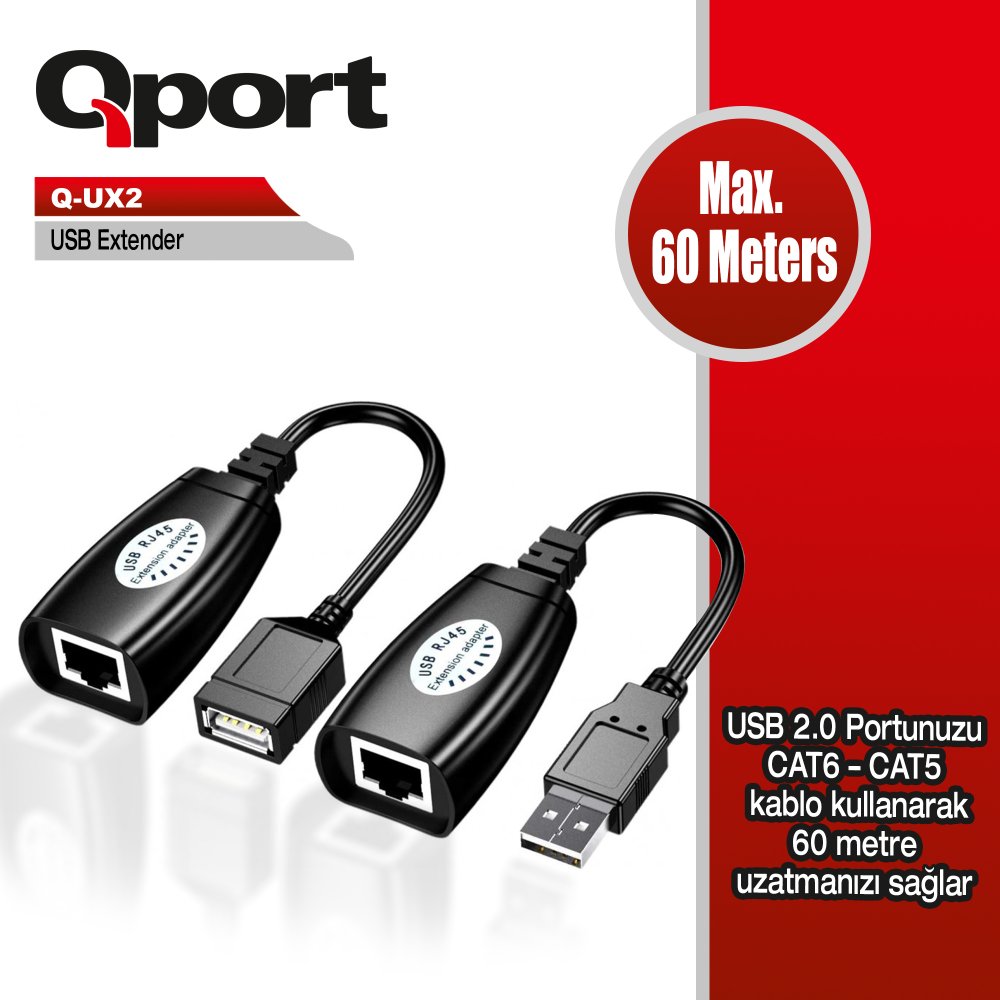 Qport Q-Ux2 Cat5/Cat6 60M Usb Extender