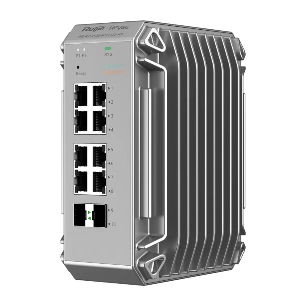 Ruijie Reyee Nis3100-8Gt2Sfp-Hp 8 Port 10/100/1000 8 Port Poe 2 X Sfp 240 Watt Rujie Cloud Yonetilebilir Endüstri̇yel Switch