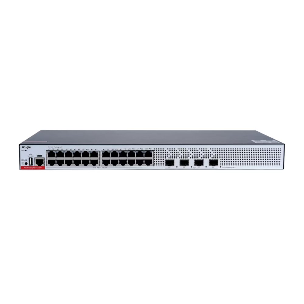 Ruijie Rg-Cs83-24Gt4Xs-P 24 Port 10/100/1000 24 Port Poe 4-Port 1G/10G Sfp+ 370 Watt Yonetilebilir Rack Mount Switch