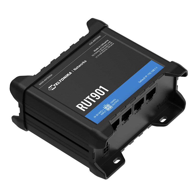 Teltoni̇ka Rut901 150Mbps 4 Port 3Xlan/1Xwan 2 Anten 802.11B/G/N (Wi-Fi 4) 4G Lte Indoor 2 X Sim Yuvasi Endüstri̇yel Route