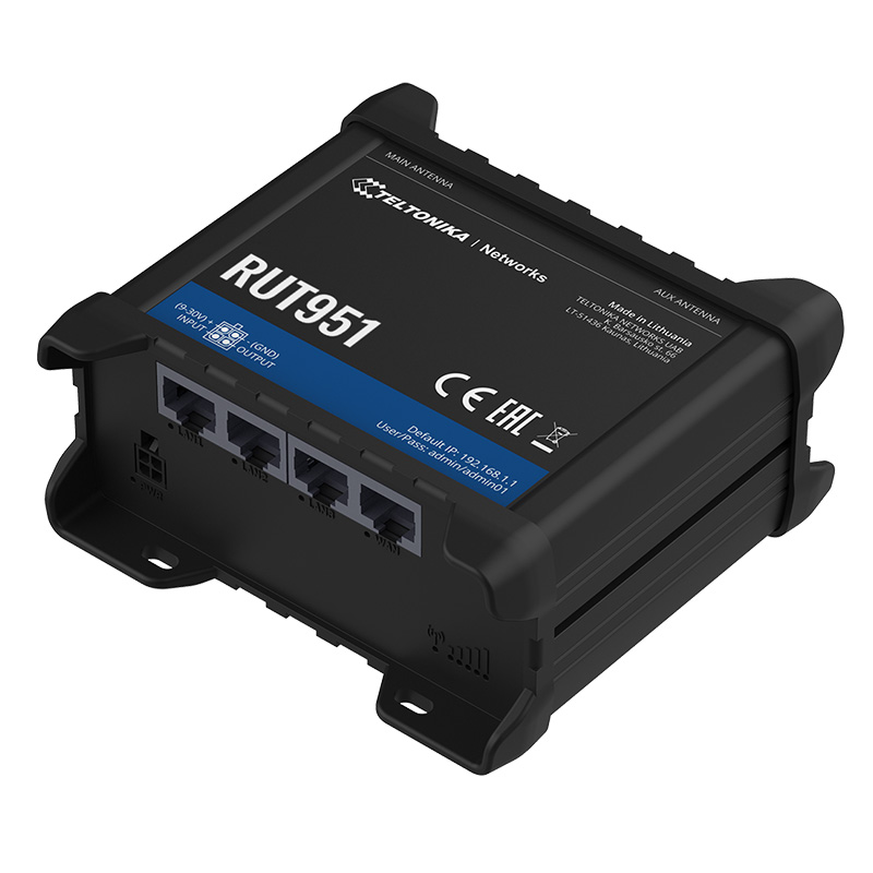 Teltoni̇ka Rut951 150Mbps 4 Port 3Xlan/1Xwan 2 Anten 802.11B/G/N (Wi-Fi 4) 4G Lte Indoor 2 X Sim Yuvasi Endüstri̇yel Route