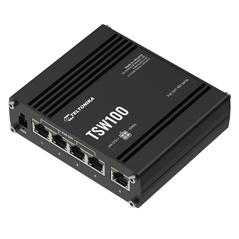 Teltoni̇ka Tsw100 4 Port 10/100/1000 4 Port Poe 1 Port Uplink 120W Yonetilemez Endüstri̇yel Switch