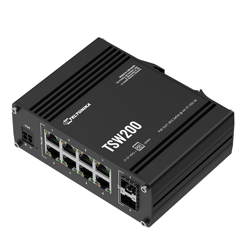 Teltoni̇ka Tsw200 8 Port 10/100/1000 8 Port Poe 2 X Sfp 240 Watt Yonetilemez Endüstri̇yel Switch