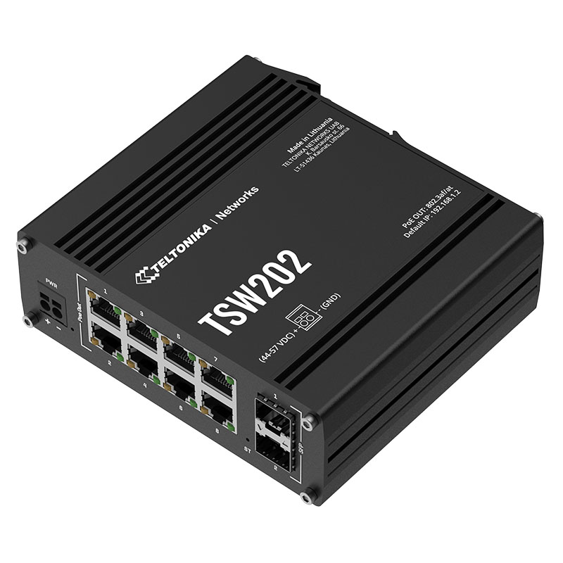 Teltoni̇ka Tsw202 8 Port 10/100/1000 8 Port Poe 2 X Sfp 240 Watt L2 Yöneti̇lebi̇li̇r Endüstri̇yel Switch