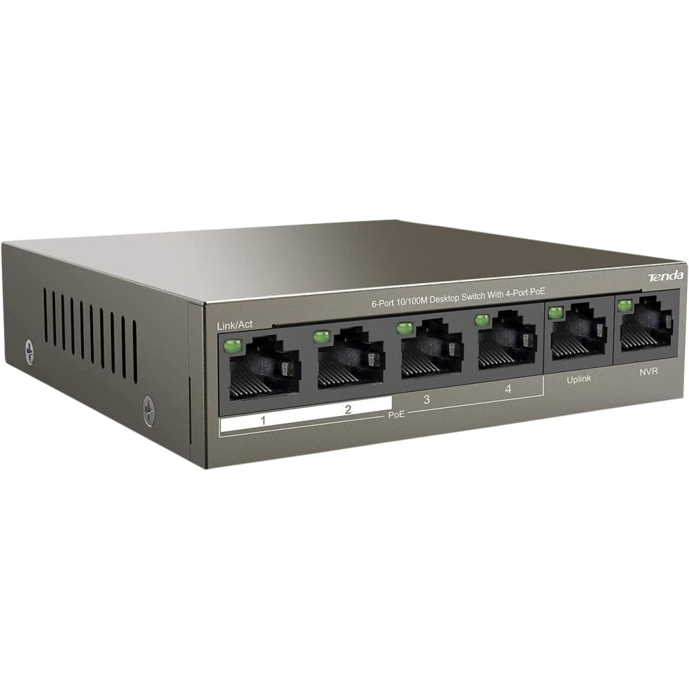 Tenda Tef1106P-4-63W 6 Port 10/100 4 Poe + 2 Uplink 63Watt Yonetilemez Switch