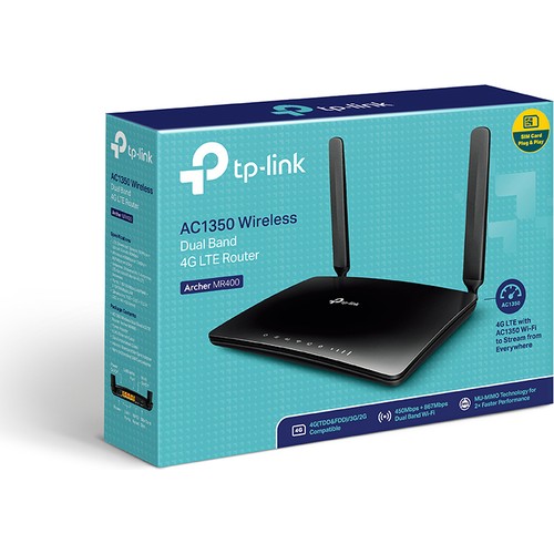 Tp-Link Archer Mr400 Ac1200 4 Port 2 Anten 2.4/5Ghz 4G Lte Sim Kart Gi̇ri̇şli̇ Router