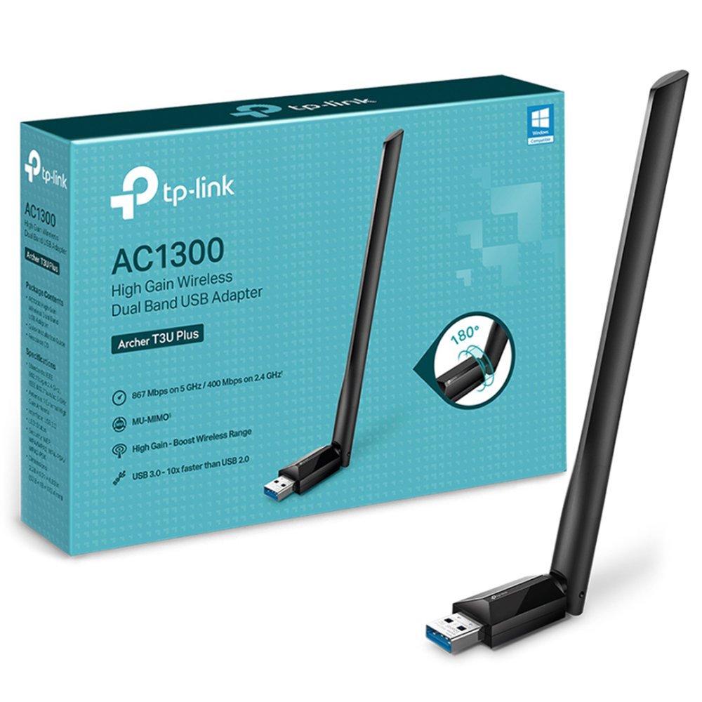 Tp-Link Archer T3U Plus Ac1300 1300Mbps Dual Band Usb Wireless Adaptör