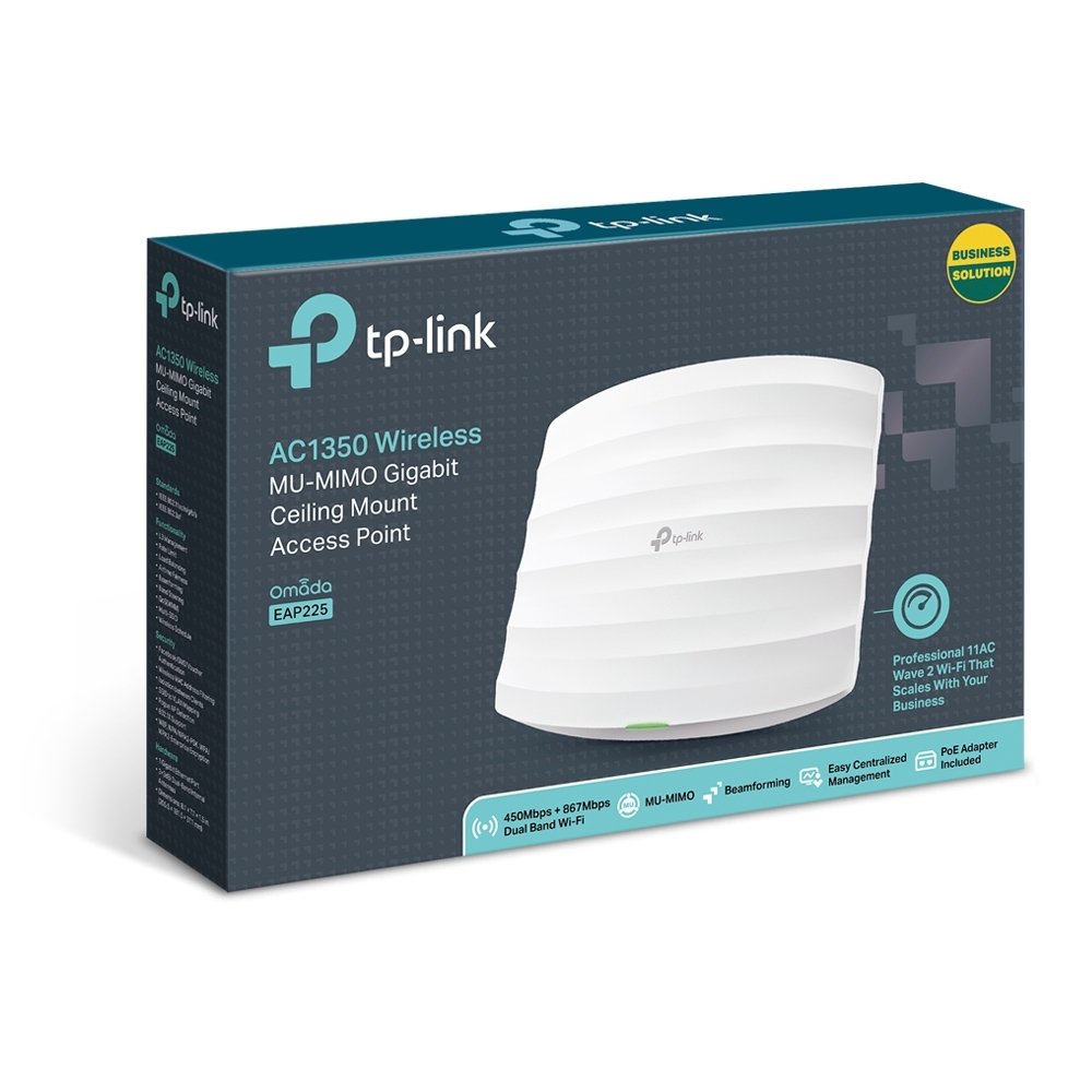 Tp-Link Omada Eap225 Ac1350Mbps 1Port Poe 5Dbi Dualband Indoor Tavan Ti̇pi̇ Access Point