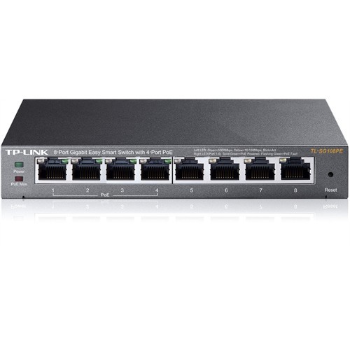 Tp-Link Tl-Sg108Pe 8 Port 10/100/1000 4 Port Poe Easy Smart Desktop Switch