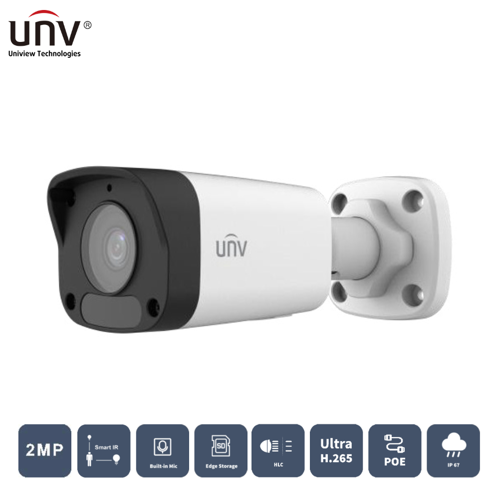 Uniview Ipc2122Lb-Asf28K-A 2Mp 2.8Mm 30Mt H265+ Ip67 Dahi̇li̇ Ses Ir Bullet Ip Kamera