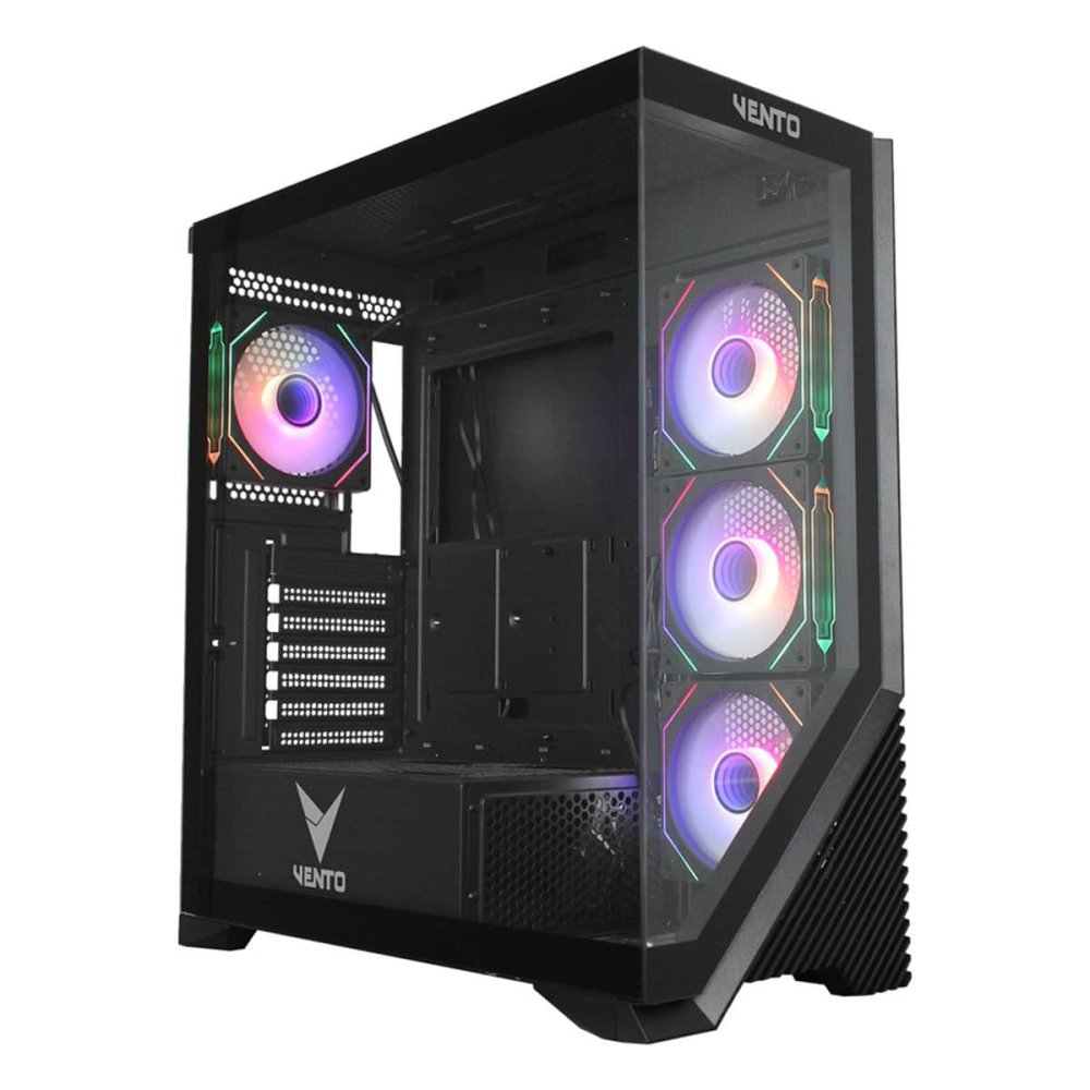 Vento Vg4202Fla 850W 80+ Br Gen5 4X12Cm Argb Fan E-Atx Temperli̇ Cam 2Xusb2.0/1Xusb3.0 Si̇yah Gaming Kasa