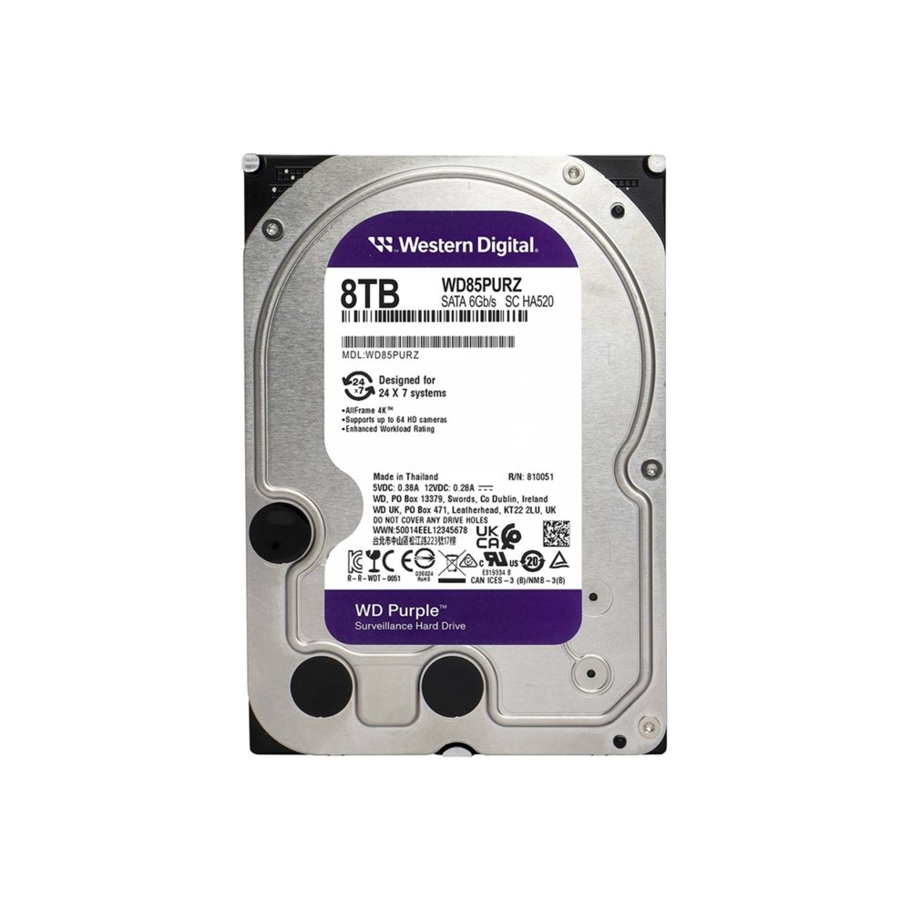 Wd Purple 8Tb 5640Rpm 128Mb Sata3 Wd85Purz 7/24 HDD Resmi̇ Di̇sti̇ Garanti̇li̇